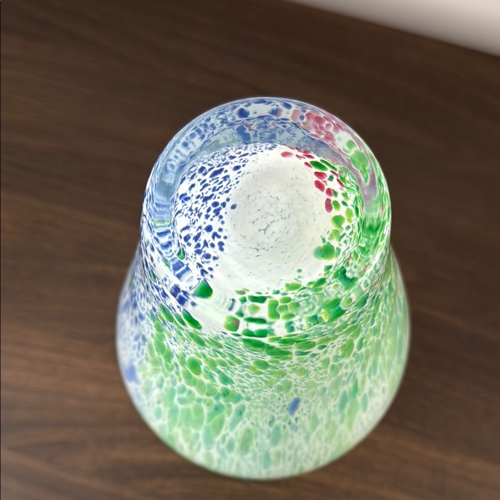 Murano Glass Vase with Green, Blue and Pink Accents - Picture 6 of 8
